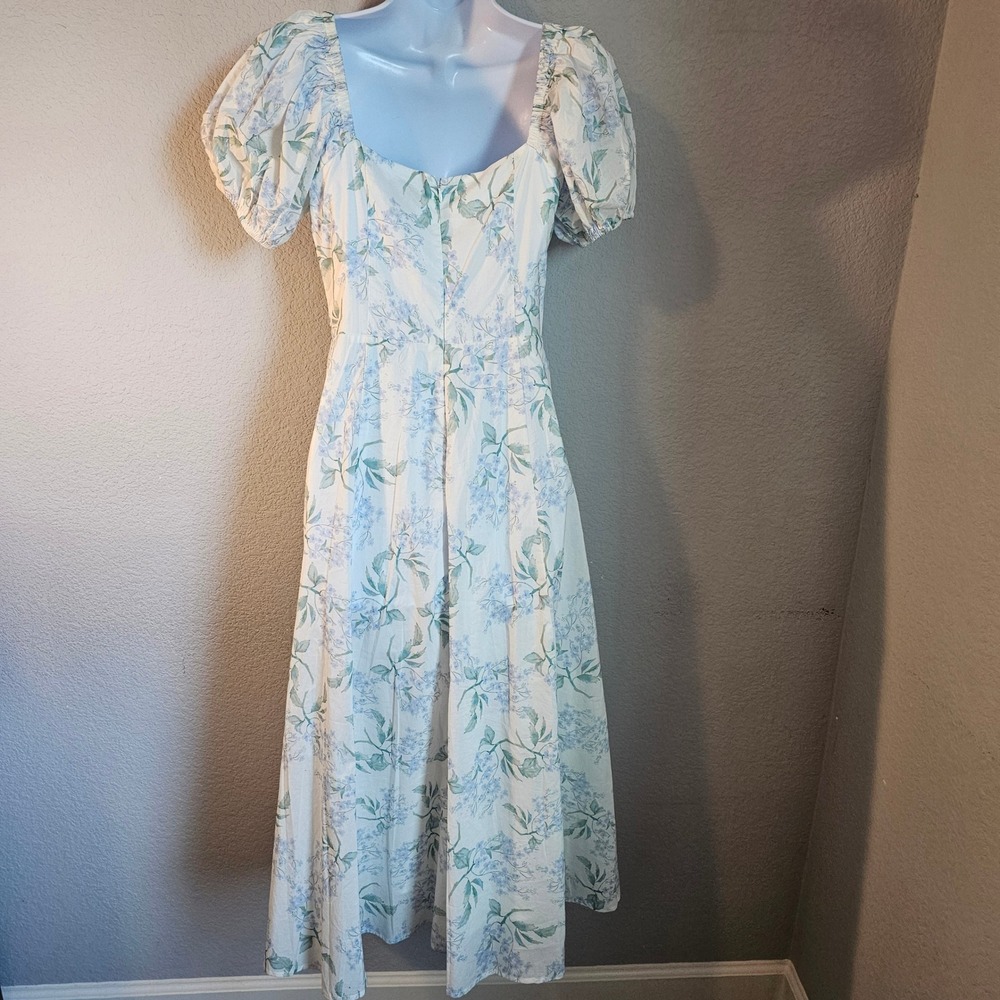 Mable NWT midi blue white floral dress medium cottage core fairy core - Picture 7 of 11